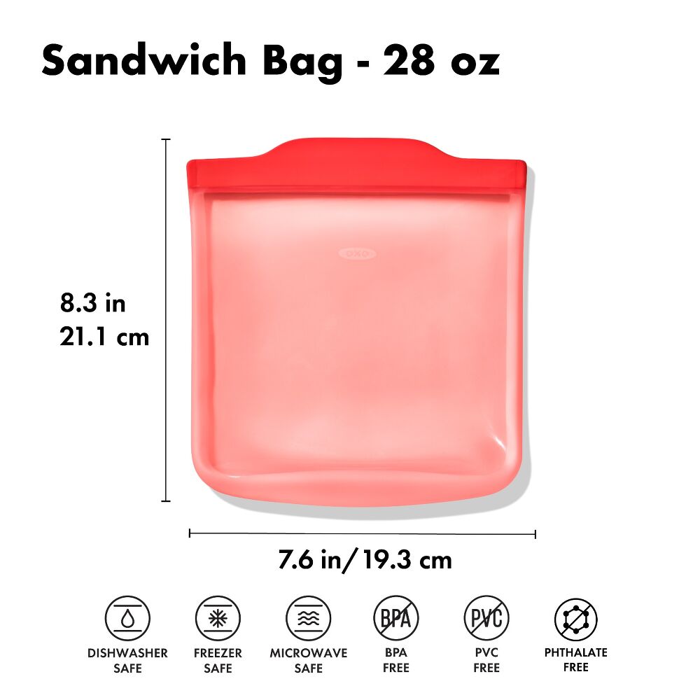 Silicone Reusable Bag - Sandwich Bag (28 oz) - Watermelon H0