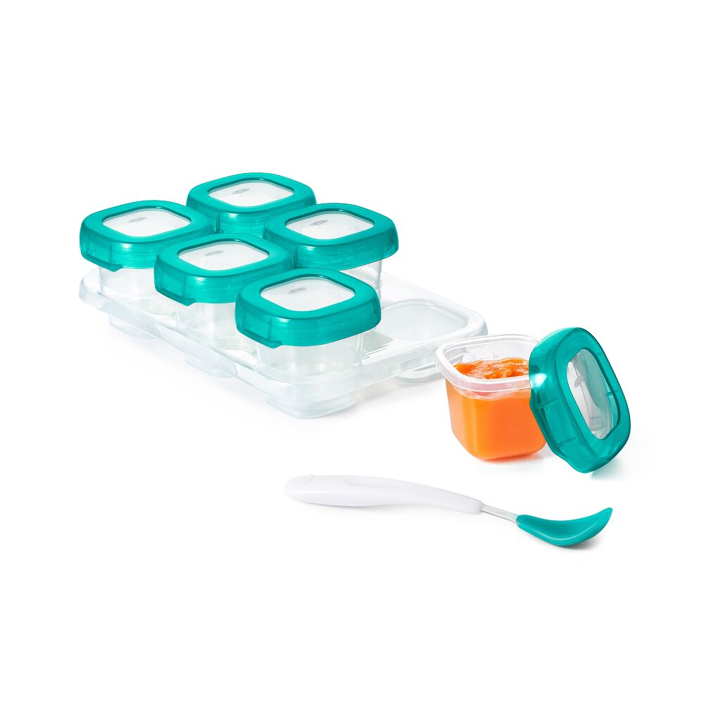 2 oz Baby Blocks™ Plastic Freezer Storage Containers - Tot Teal U3