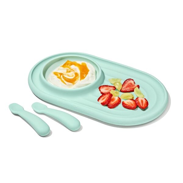 Textured Suction Plate & Spoons Set – 3-Piece X5