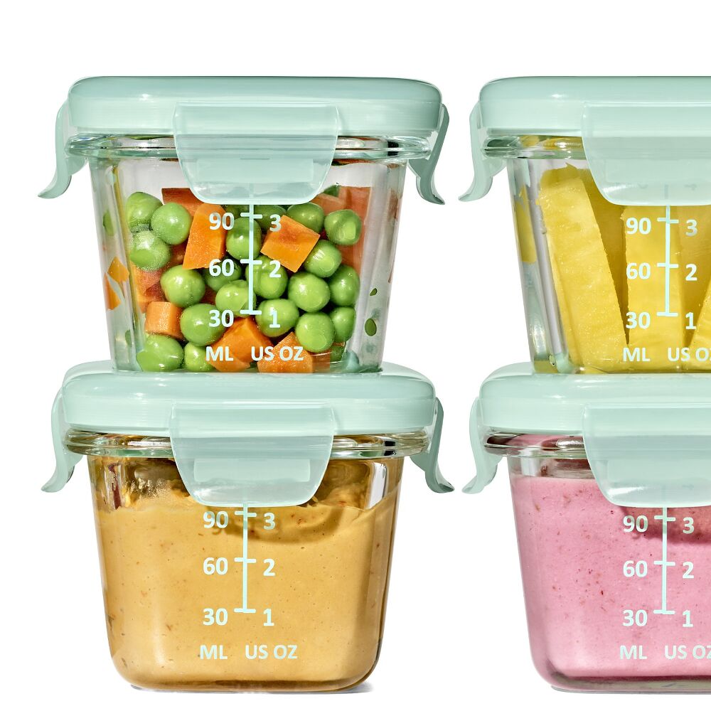 Glass Baby Blocks Food Storage Containers (4 oz) - Opal A0