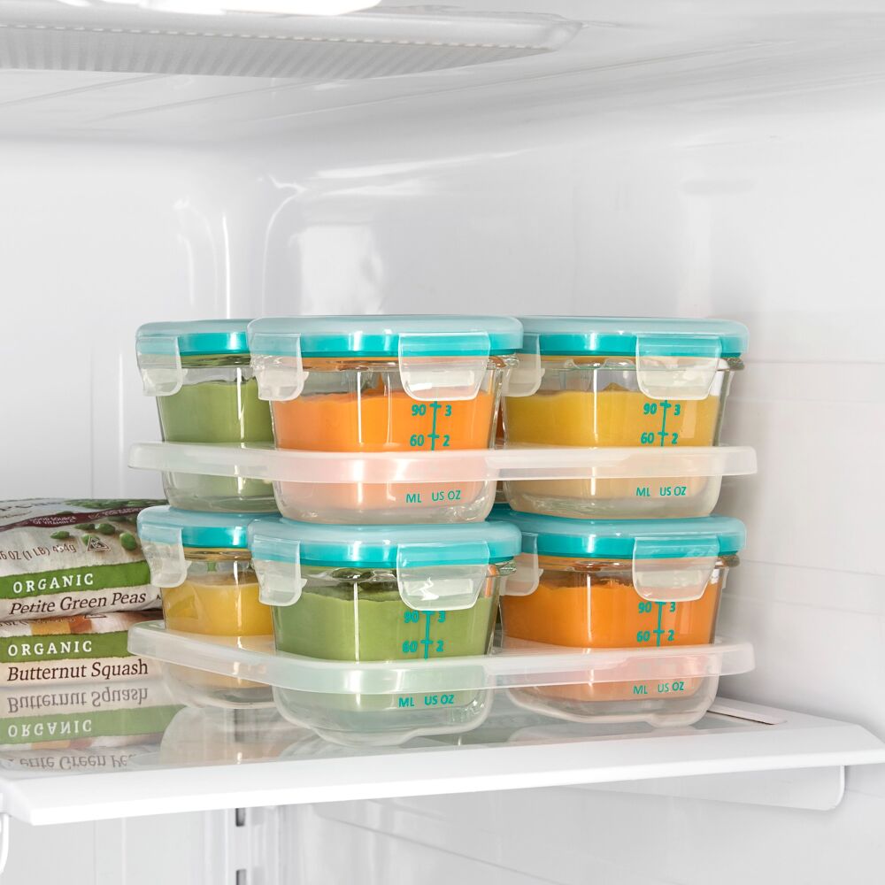Baby Blocks Glass Food Storage Containers 4 Oz - Tot Teal J5